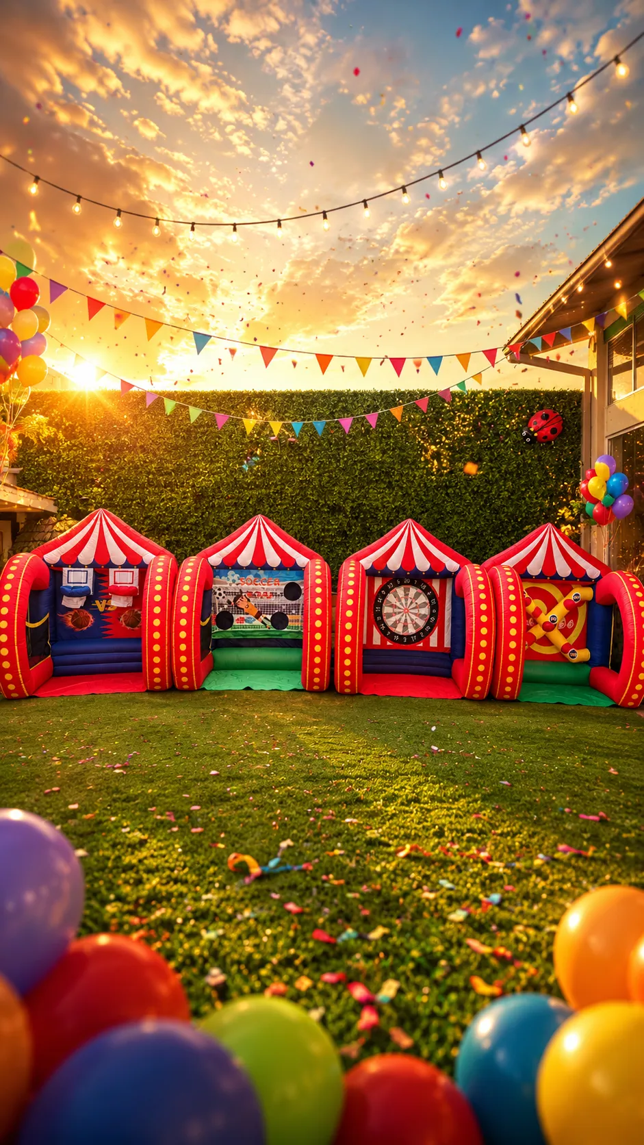 Mini feria inflable infantil con colores vivos