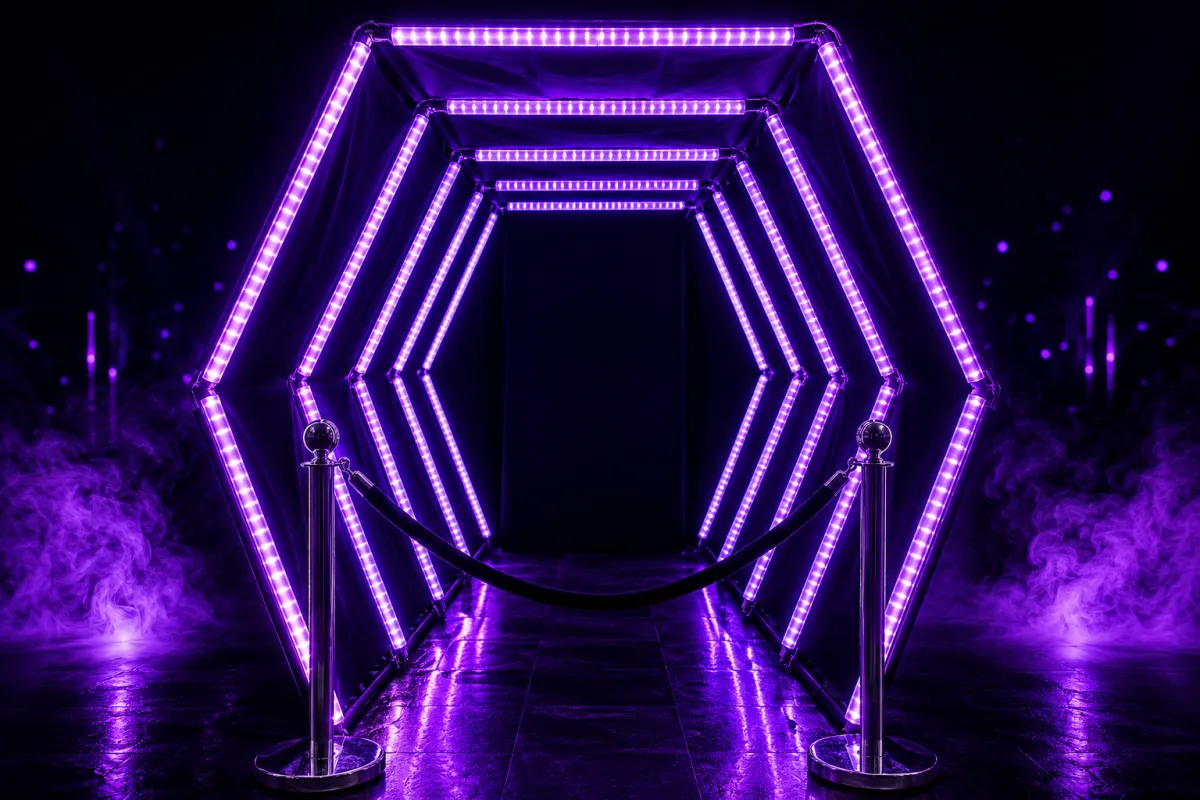 Túnel LED iluminado para eventos nocturnos