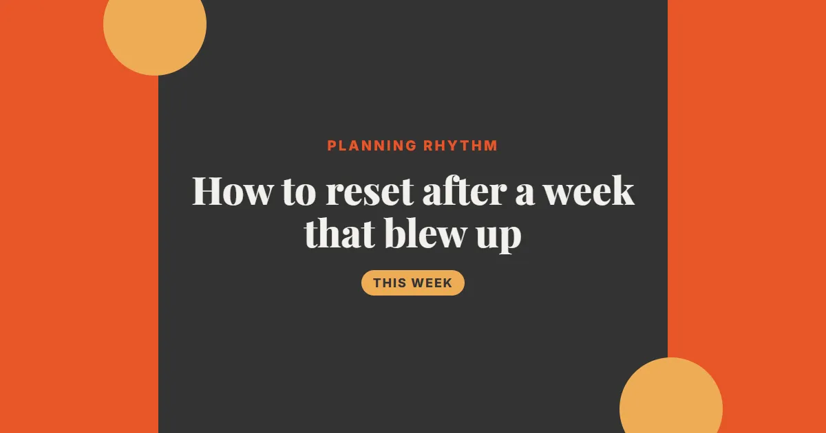 How to reset after a week that blew up