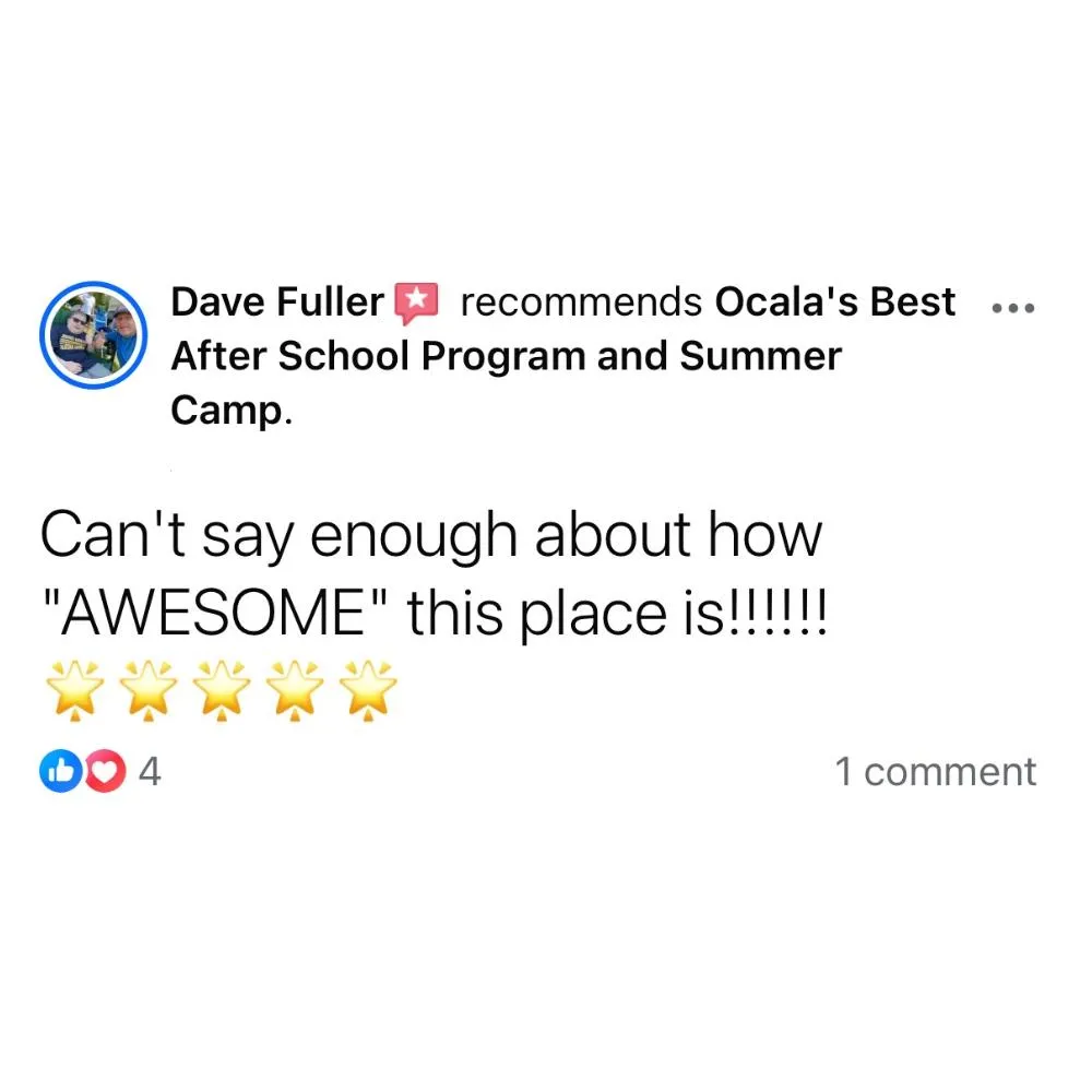 5 Star Reviews For Ocala's Best Afterschool and Summer Camp
