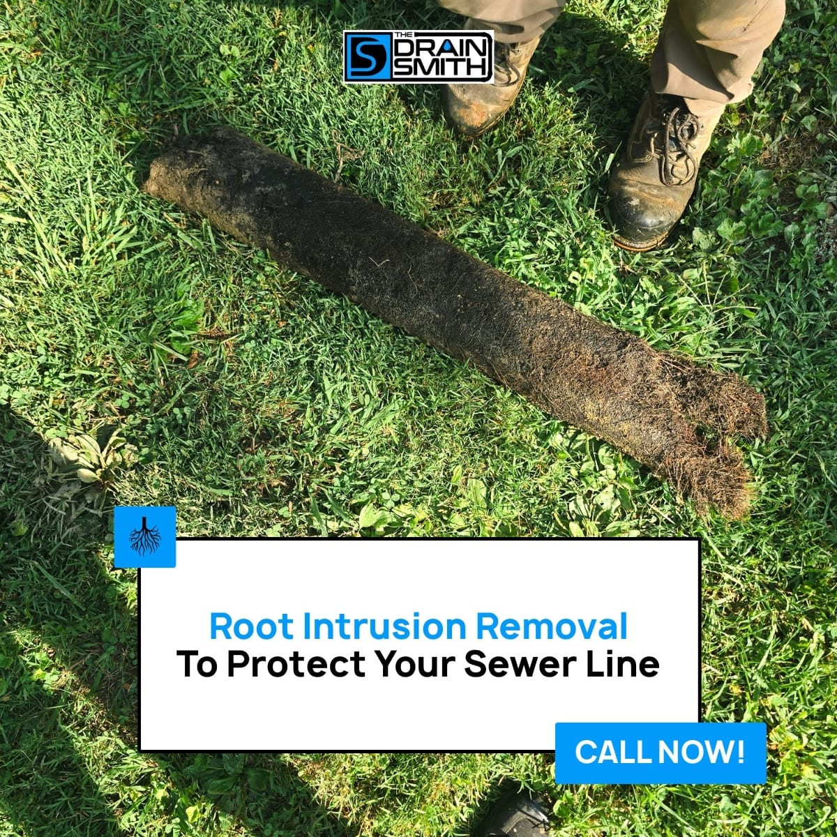 Removed tree roots from a sewer line showing root intrusion cleanup to restore proper drain flow and prevent future clogs. Root Intrusion Removal