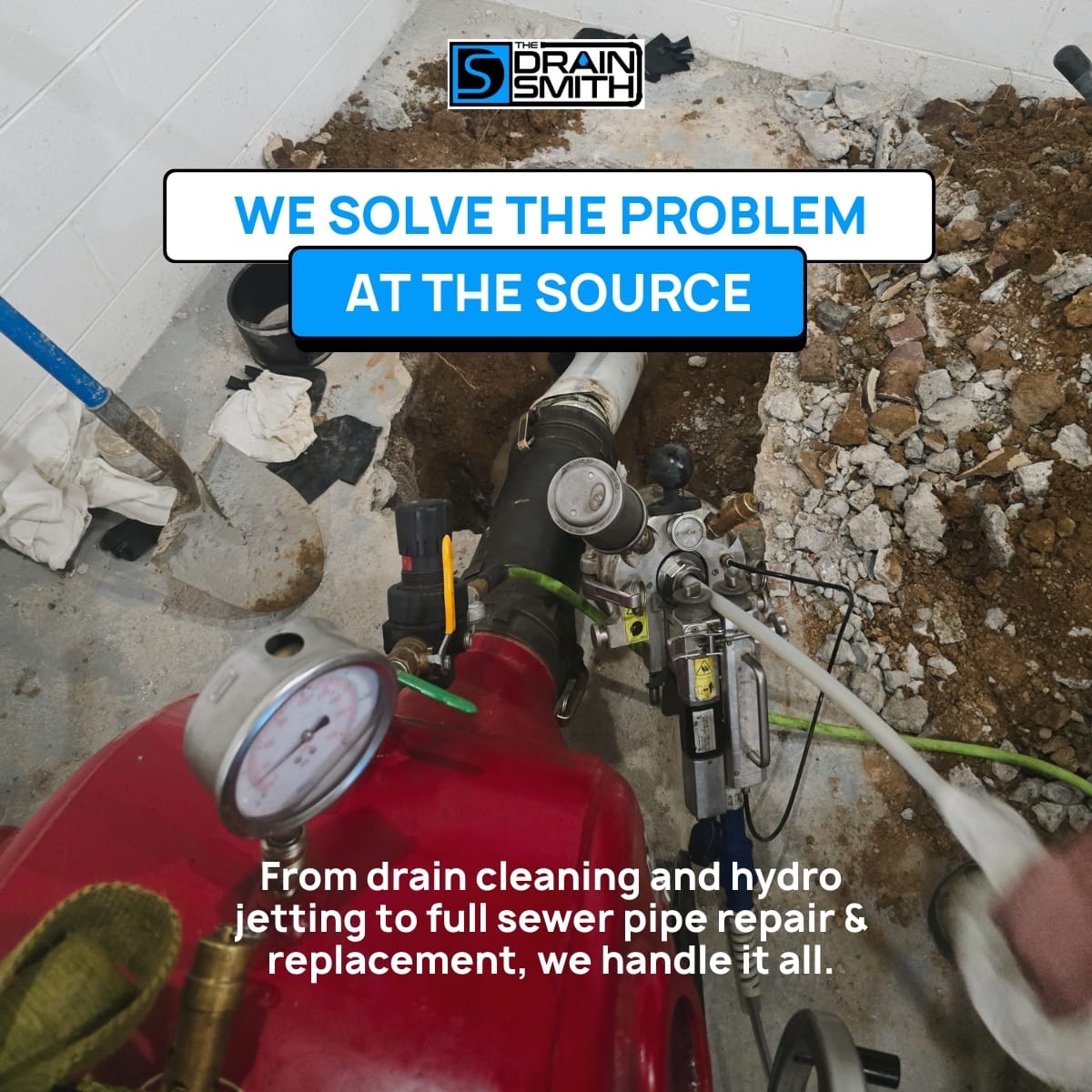 Professional drain and sewer equipment used to clean and repair drain lines at the source to prevent recurring drain problems. Equipment / Source Repair