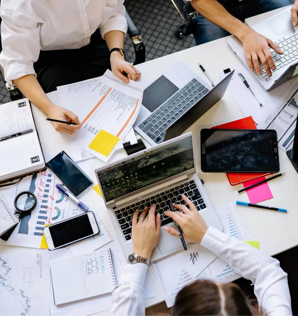 Monitor displaying website template