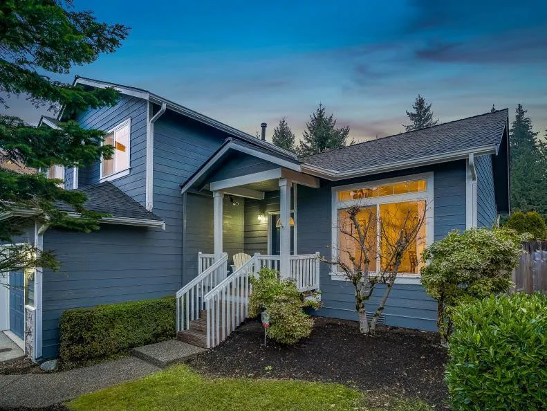 Tacoma craftsman home exterior with front porch and cloudy sky