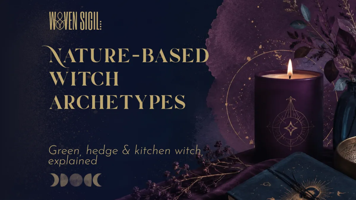 Blog post header with candle and flowers for Nature-based Witch Archetypes article