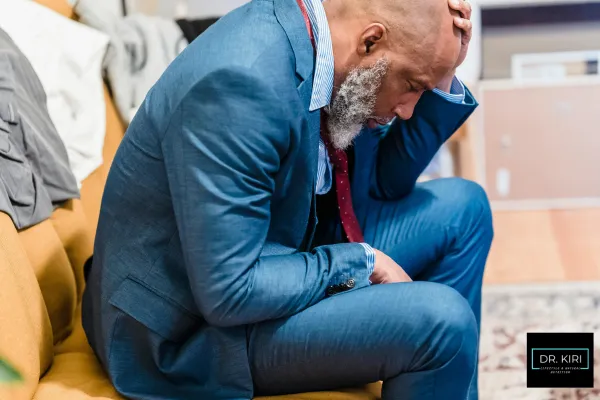 A professional looking stressed