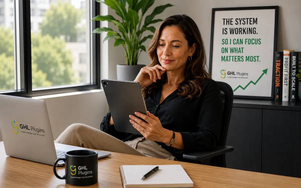 Relaxed work oasis with motivational decor