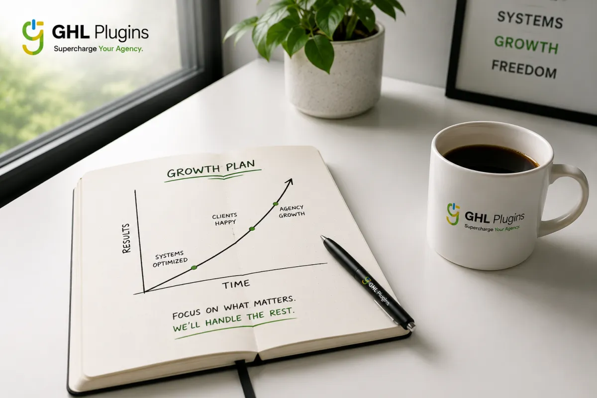 Modern workspace with growth strategy plan