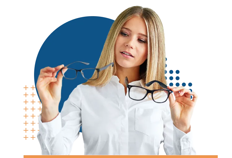 women examining glasses