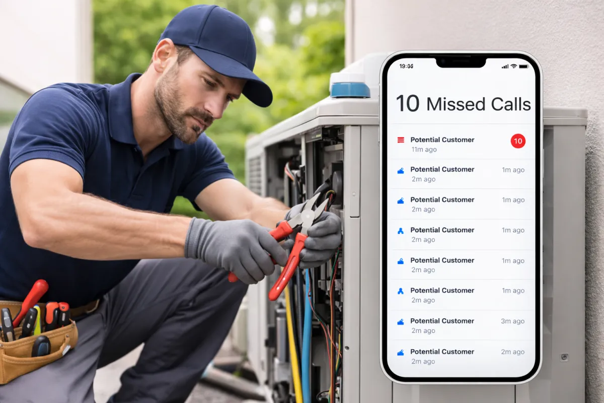HVAC Tech Busy working on Air Conditioner and missed calls