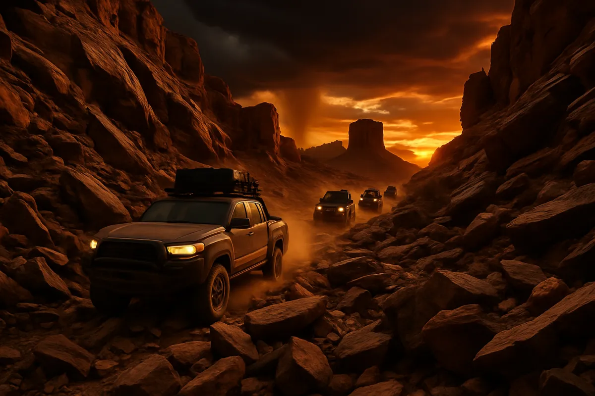 Hiking through a rugged desert canyon