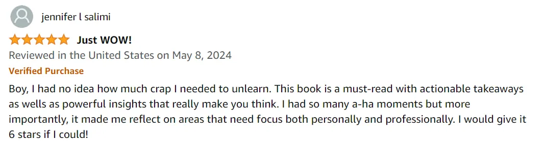 Amazing Book Reviews of Unlearn the Crap