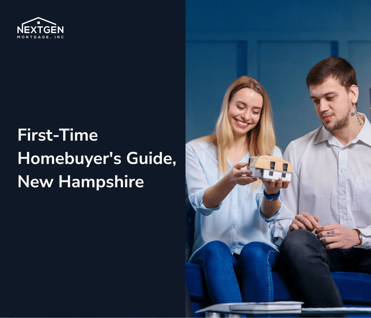 First-time homebuyer couple reviewing NH mortgage options in New Hampshire
