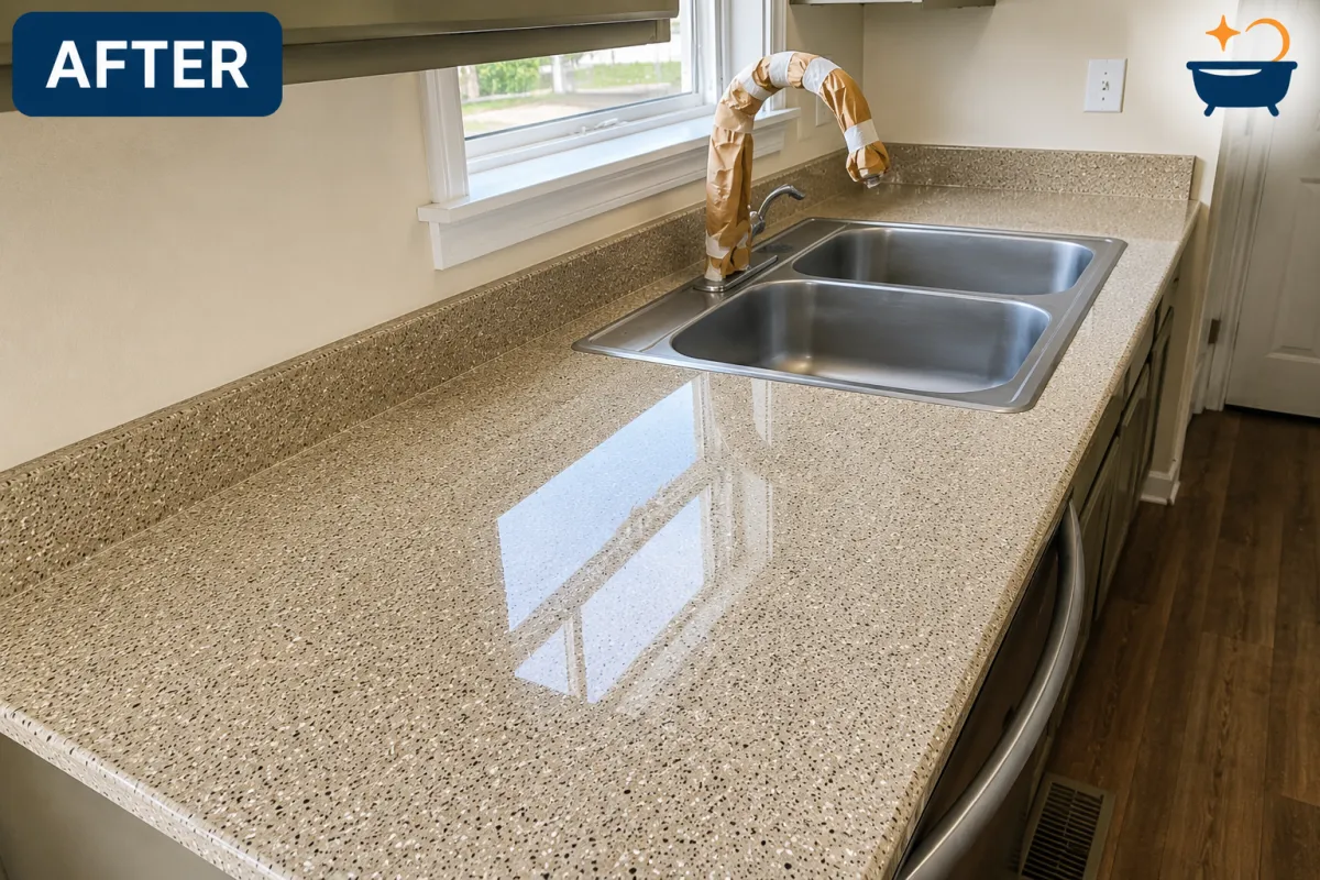 Stone-look finishes countertop