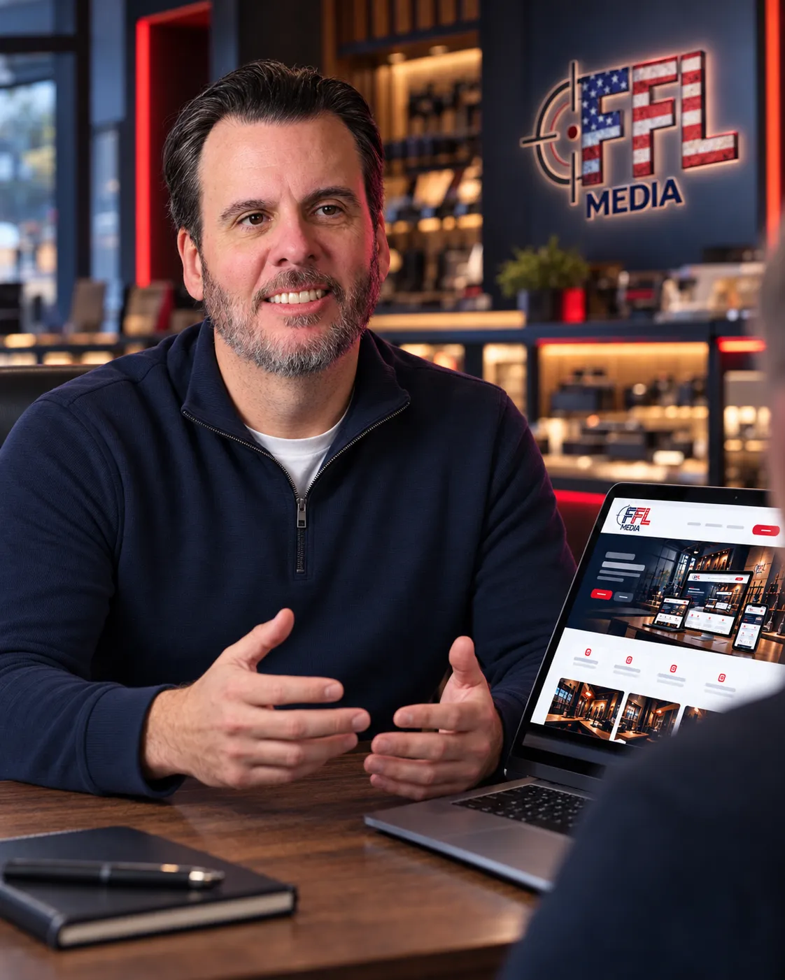 JP working in a modern FFL retail and range environment