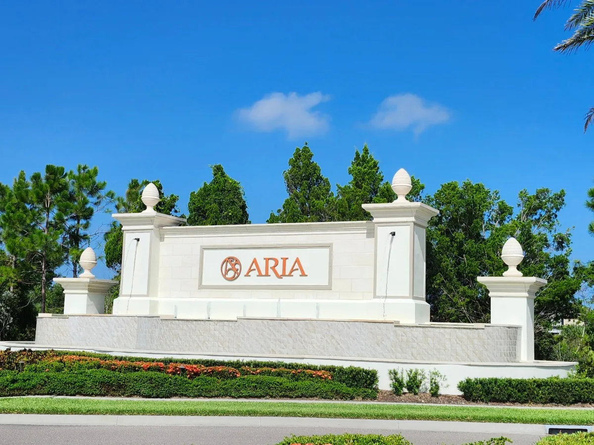 Aria by Neal Signature Homes community entrance — Nokomis Florida