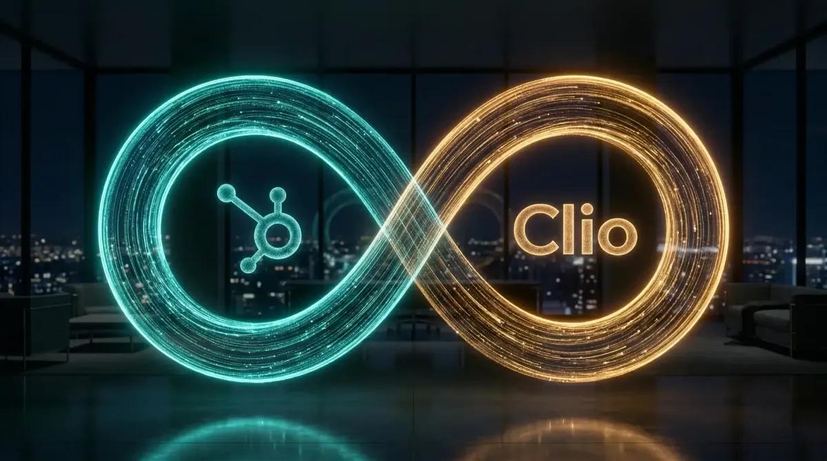 HubSpot to Clio bidirectional data flow diagram for law firms