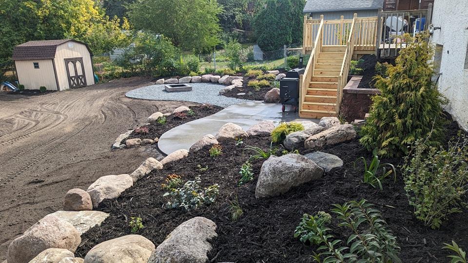 Decorative boulder landscape design