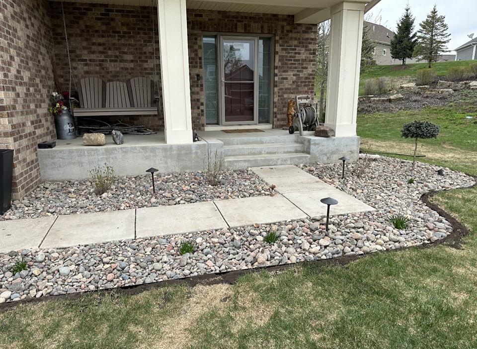 Custom paver walkway in suburban home