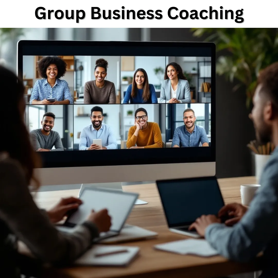 Group Business Coaching: "Photo of a group business coaching session, fostering collaborative learning and shared business insights among participants."