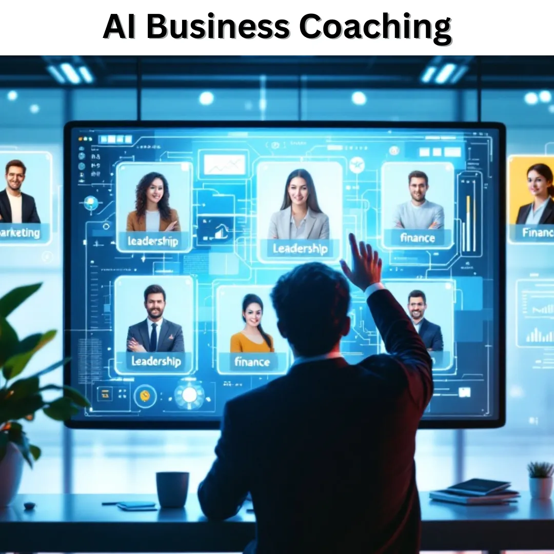 AI Business Coaching: "Image showcasing AI-driven business coaching, utilizing artificial intelligence for personalized business growth strategies."