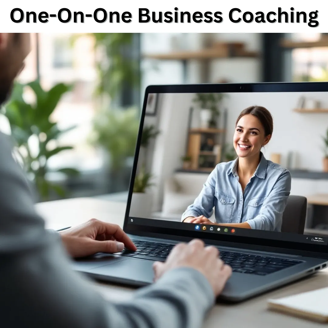 One-on-One Business Coaching: "Image depicting personalized one-on-one business coaching session, focusing on tailored strategies for individual business growth."