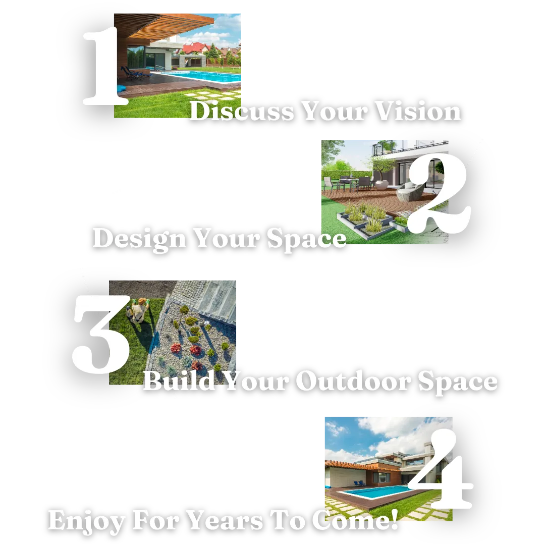 Our 4-step process: Discuss your vision, design your space, build your outdoor space, enjoy for years to come