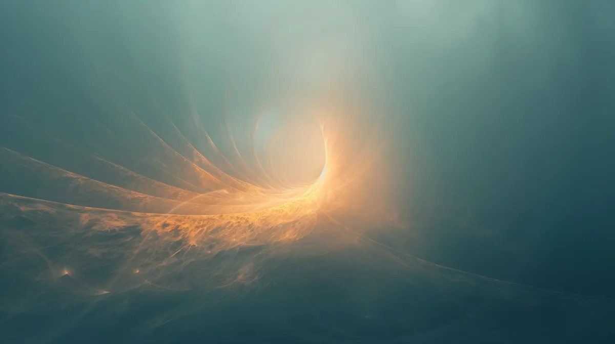 Energy moving through stillness — soft golden and turquoise light swirling in quiet harmony, reflecting the soul’s whisper beneath the noise.