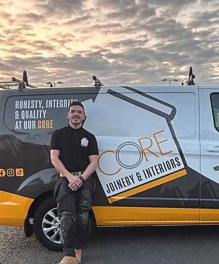 Craig from Core Joinery & Interiors beside the branded van