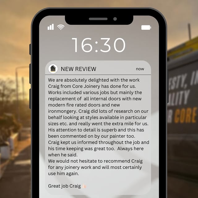 Customer review for Craig at Core Joinery & Interiors