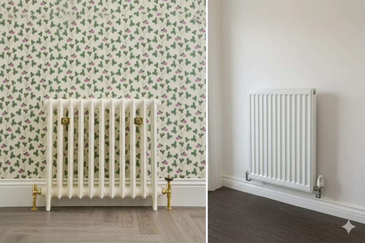 before and after picture new and old radiators