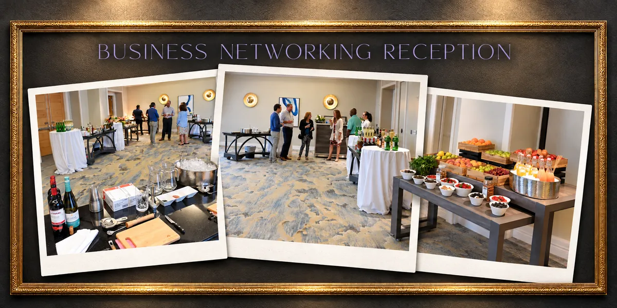 Business networking reception event portfolio collage by SheaLavie Event Consultancy