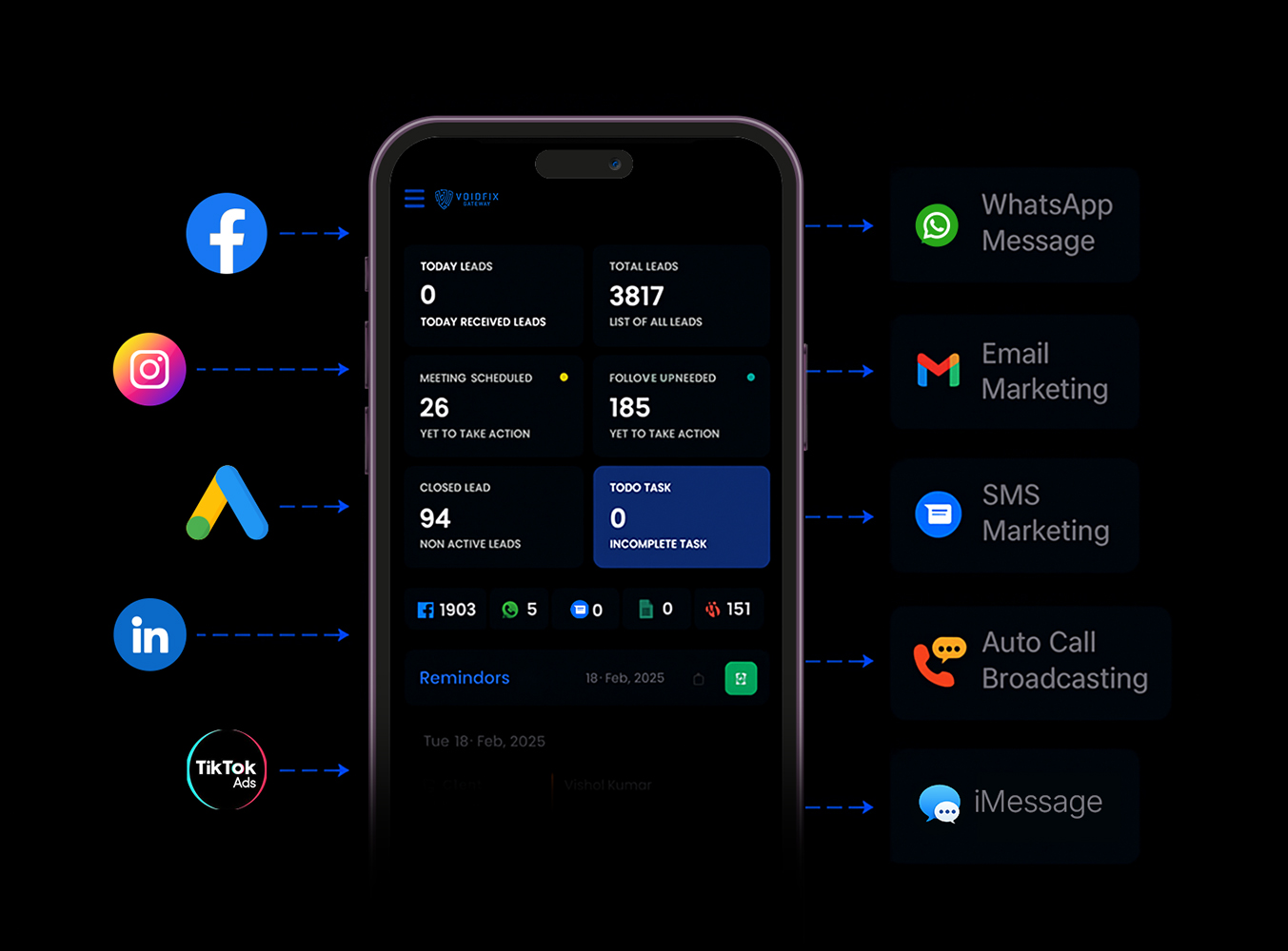 GatherPro iPhone-style device mockup UI