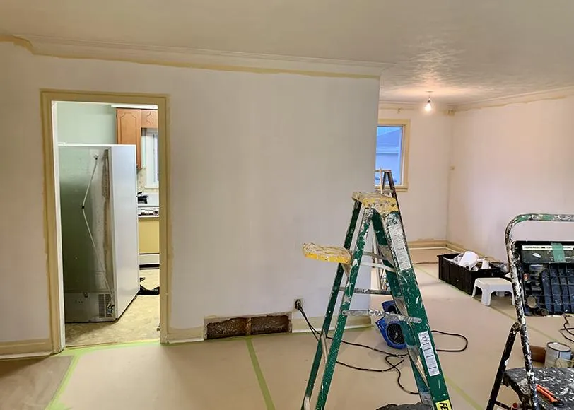 before painted open concept living room