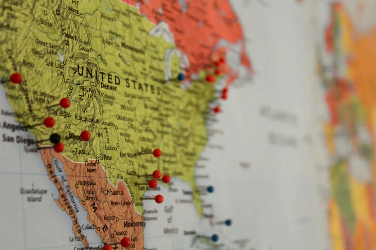 dots on a map