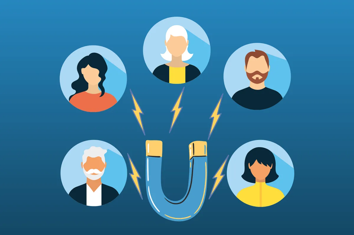 Image of magnet and clients attracted to it