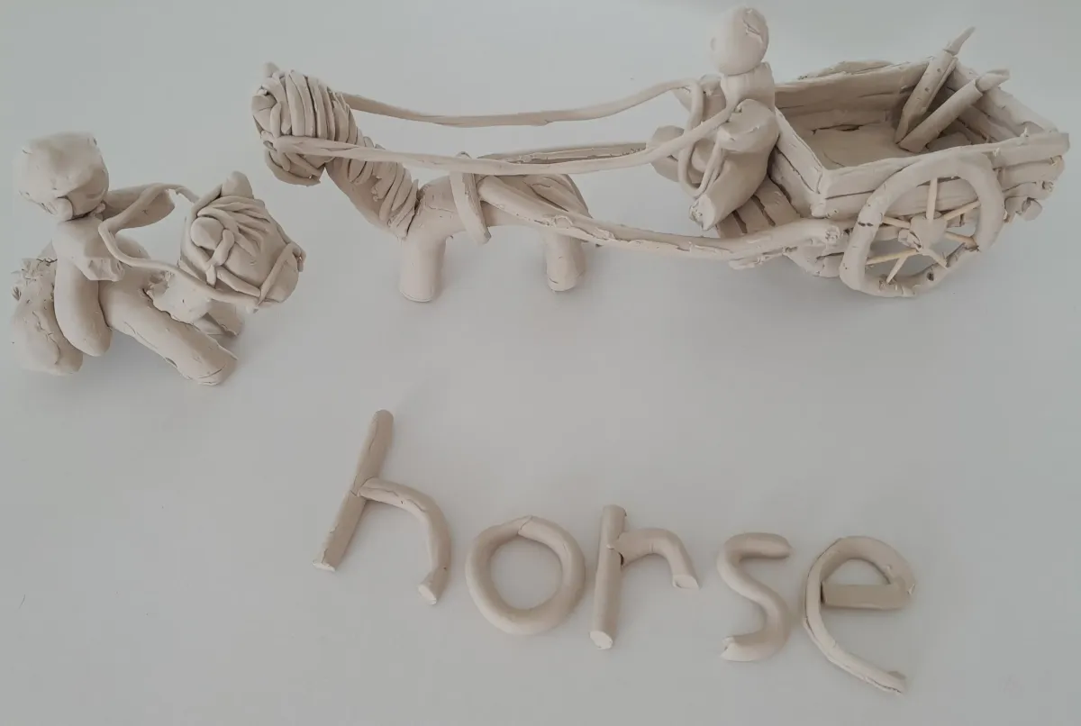 clay word mastery model of 'horse' in a dyslexia program in Raumati