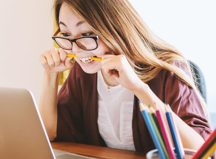 female teen student anxious about maths