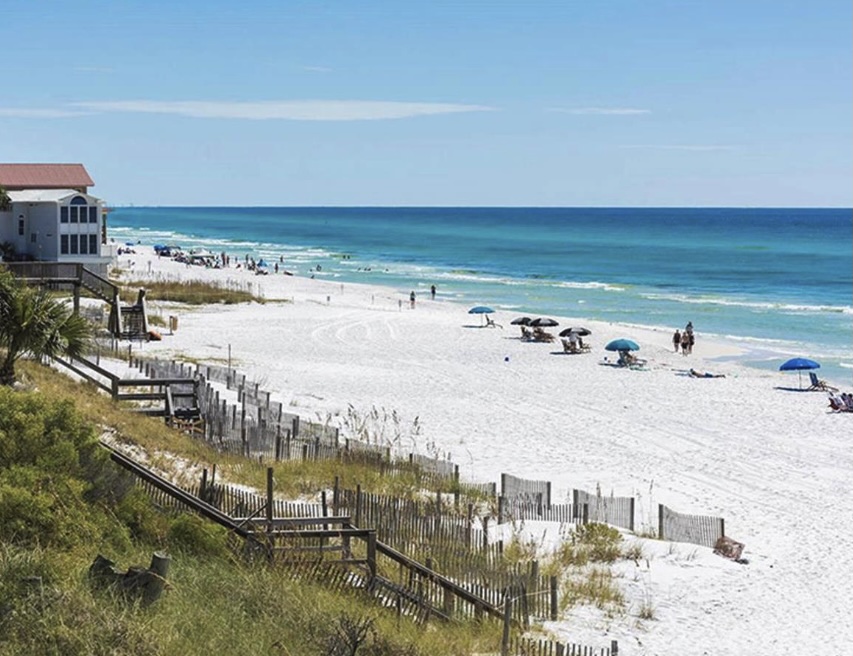 View of Dune Allen Beach along the Emerald Coast of Florida.