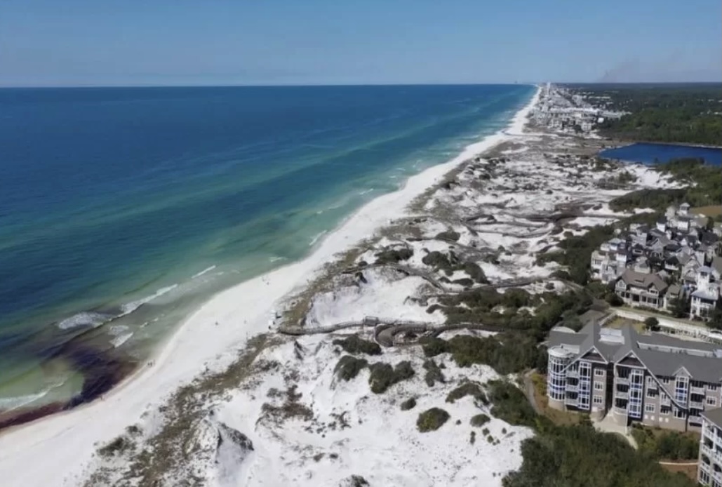 WaterSound Florida beachfront community with luxury homes along the emerald green Gulf waters