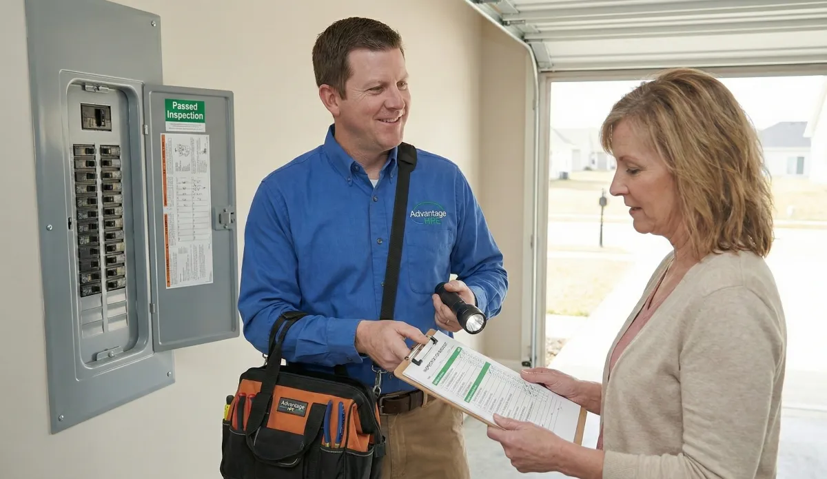 Advantage HVAC, Plumbing, and Electrical electrician shaking hands with a homeowner after completing electrical service in Miramar Beach, Florida
