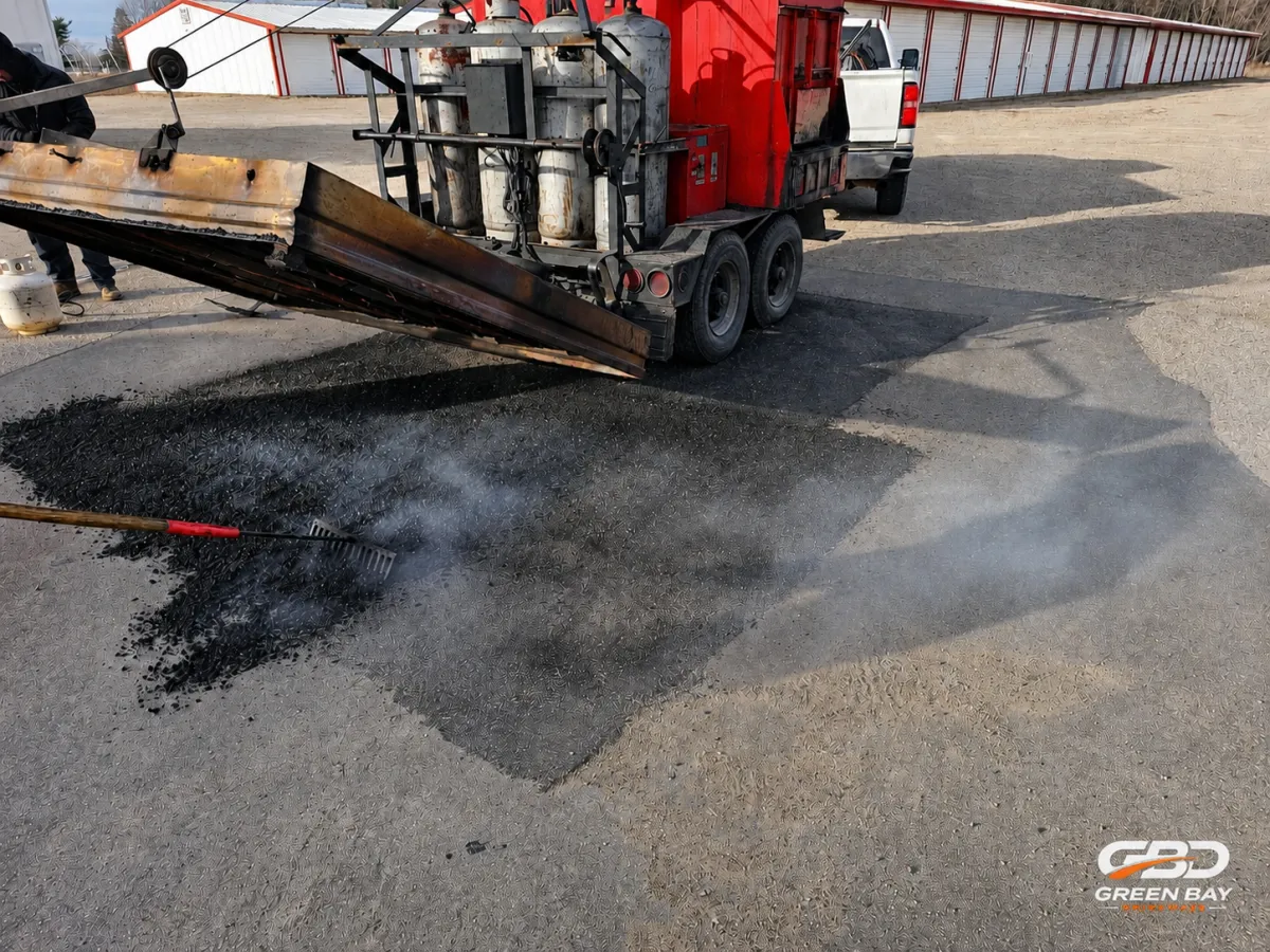 Infrared asphalt heater restoring and preparing asphalt surface for repair