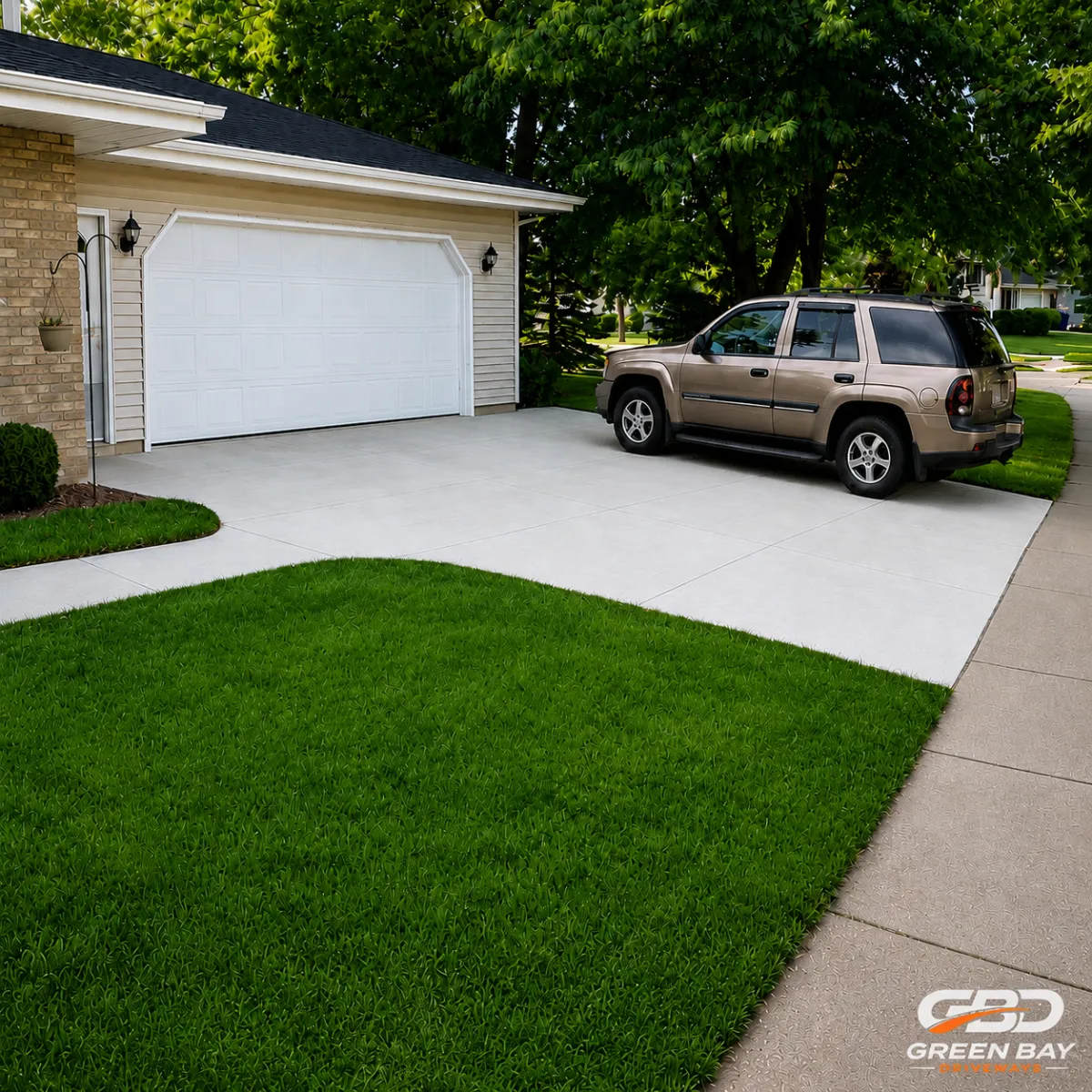 Concrete driveway installation in Green Bay WI with clean finished surface