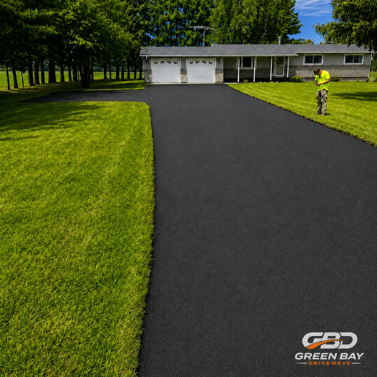 Sealcoating asphalt driveway in Green Bay to protect against winter damage