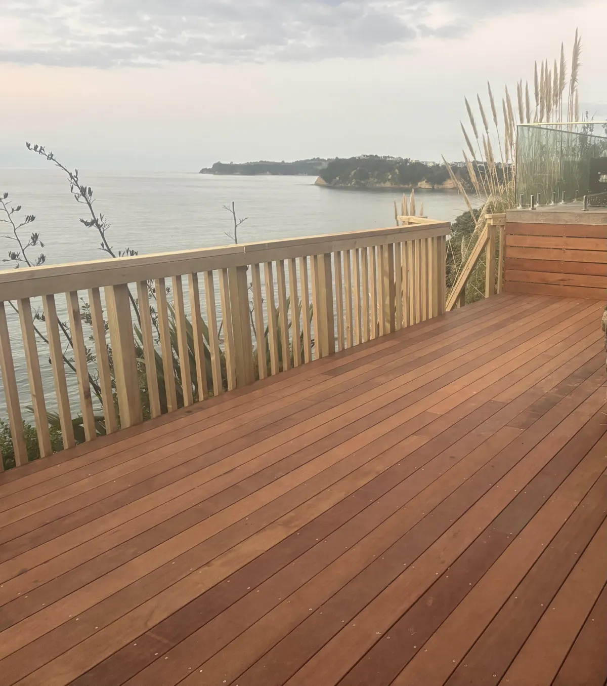 Custom timber deck with ocean views in Mangawhai