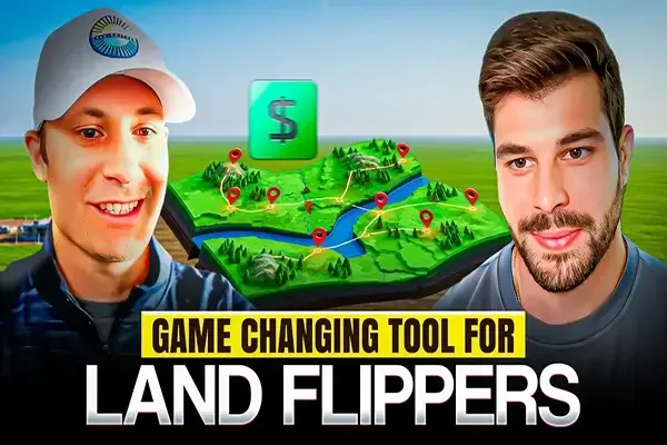 Podcast episode featuring Travis King and Daniel Apke discussing Land Portal tools, market research, and technology for land flipping businesses
