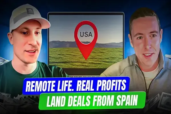 Podcast episode featuring Travis King and Colin Murphy discussing remote land investing, international living, and closing land deals from Spain