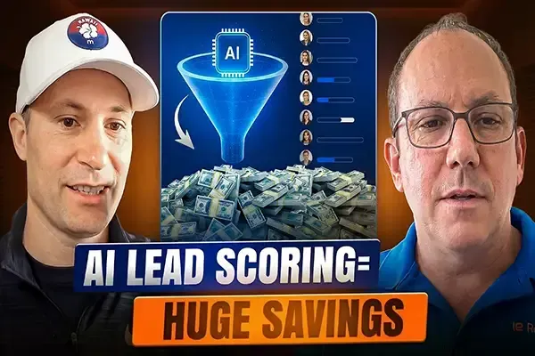 Podcast episode featuring Travis King and Fred Castonguay discussing AI lead scoring, direct mail optimization, and reducing marketing costs for land investors