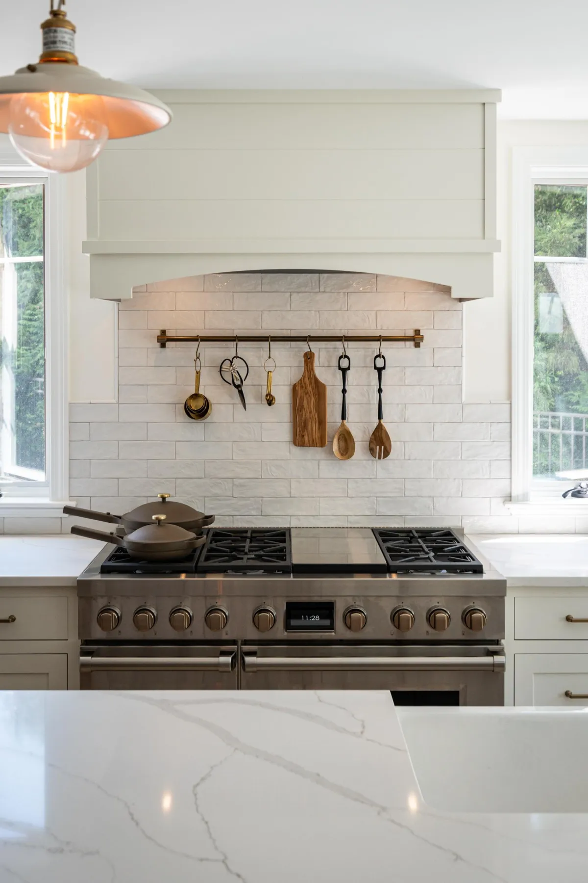 custom kitchen island and stove