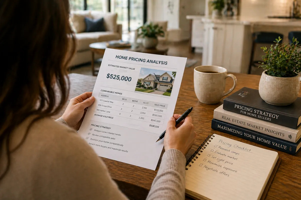 Home seller reviewing real estate pricing strategy and market analysis before listing in Northeast Florida